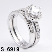 Moda 925 jóias de prata micro pave anel twin cz (s-6919)